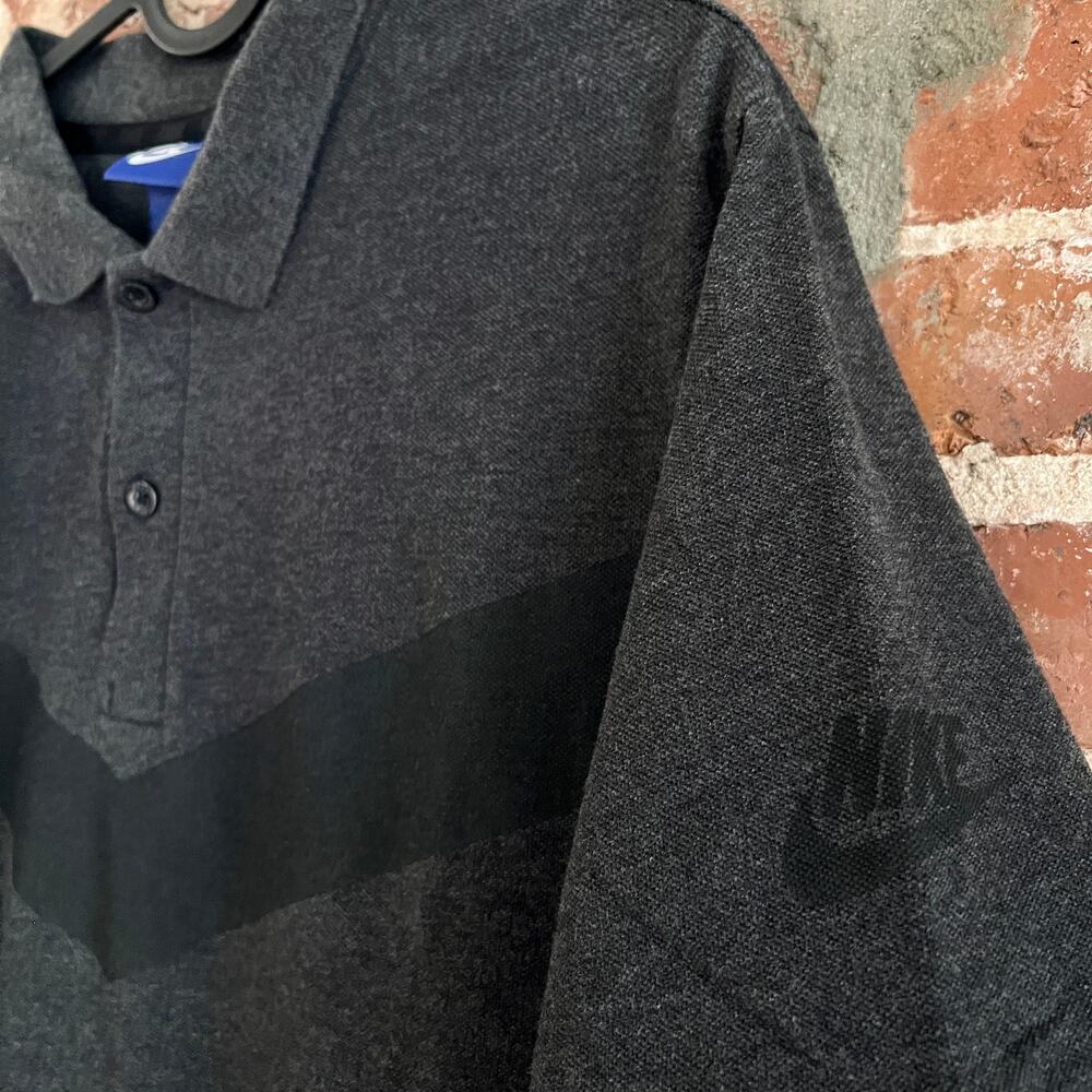 VTG 80s Nike Blue Label Tag Men's Charcoal Gray Polo Shirt L 20x29